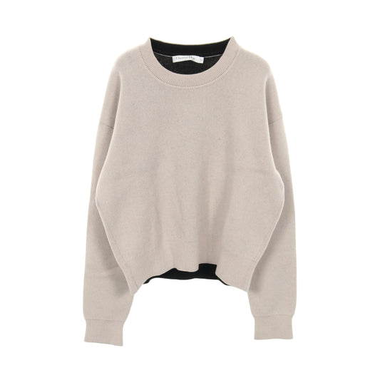 J'ADIOR 8 ボクシーセーター ニット クルーネック バックロゴ カシミヤ グレーベージュ クリスチャンディオール