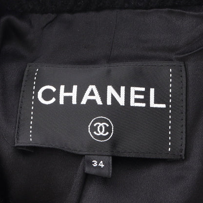 ココマークボタン コート ヘリンボーン ウール ブラック ダブルブレスト シャネル アウター CHANEL