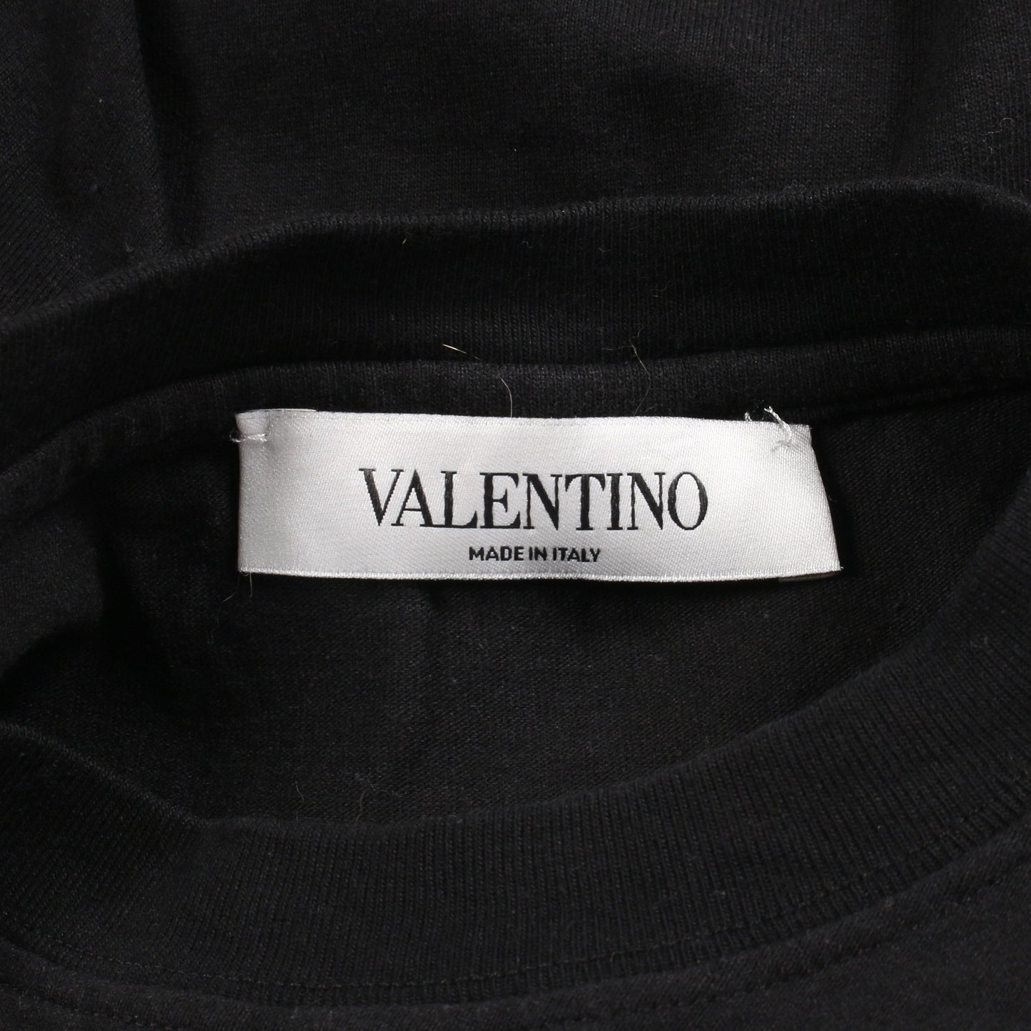 Vロゴプリント 半袖Tシャツ 裾フリル コットン ブラック ヴァレンティノ トップス VALENTINO
