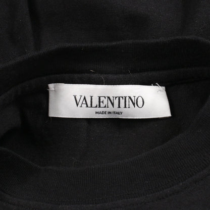 Vロゴプリント 半袖Tシャツ 裾フリル コットン ブラック ヴァレンティノ トップス VALENTINO