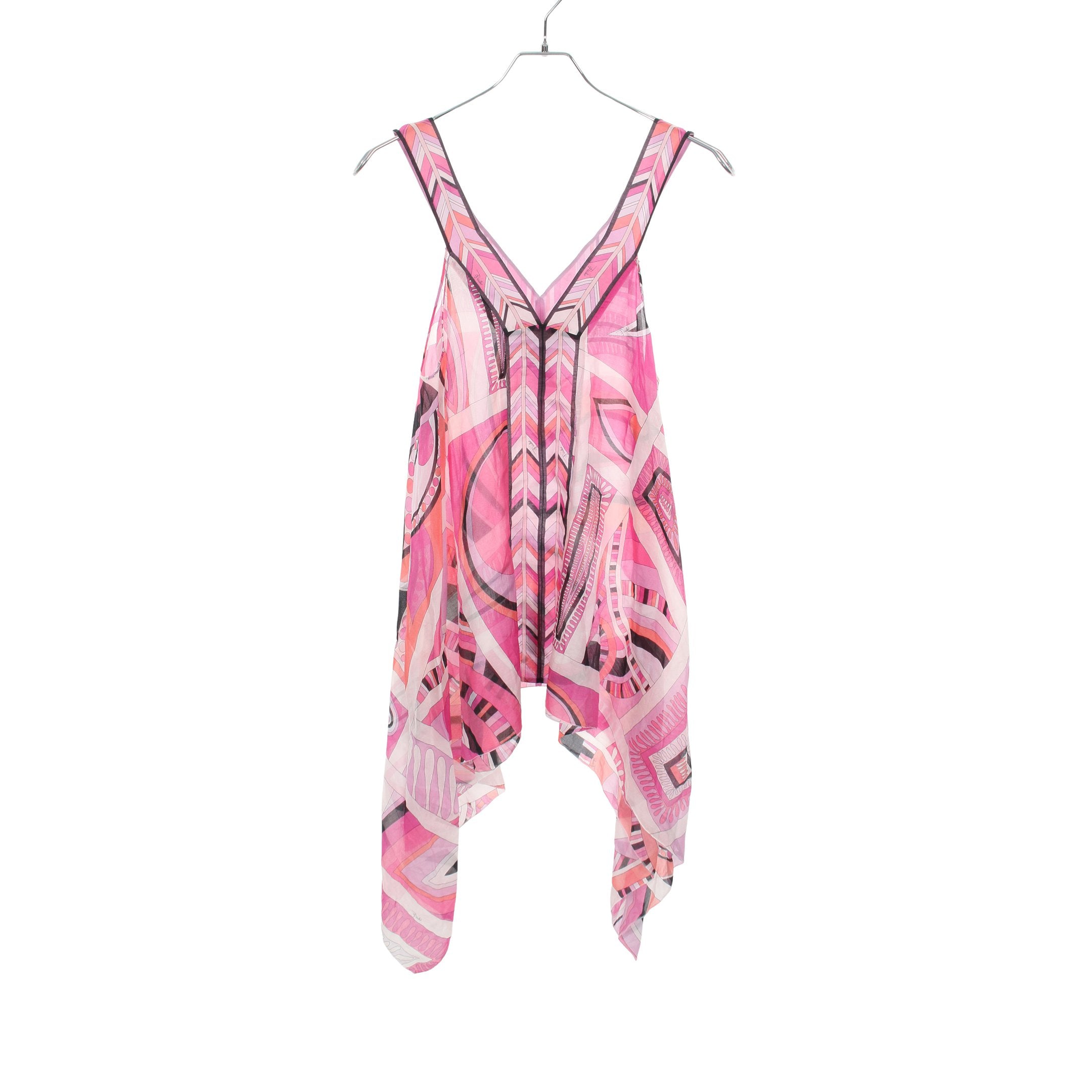 キャミソール 総柄 コットン シルク ピンクパープル ブラック エミリオ