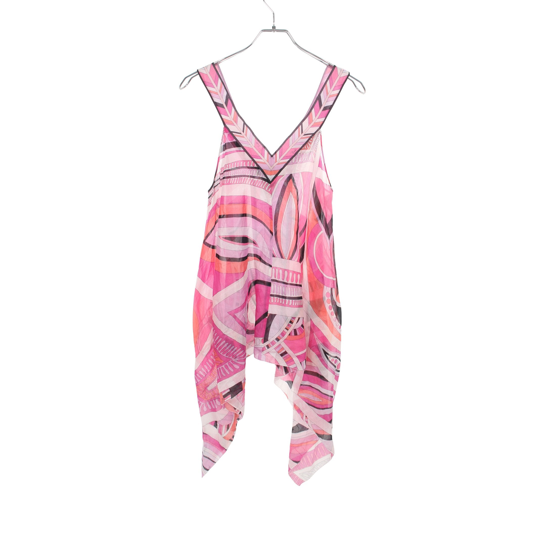 キャミソール 総柄 コットン シルク ピンクパープル ブラック エミリオ