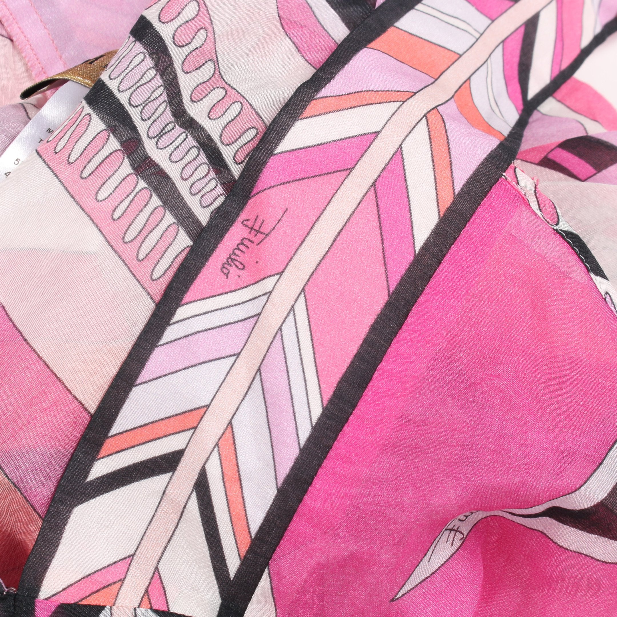 キャミソール 総柄 コットン シルク ピンクパープル ブラック エミリオ