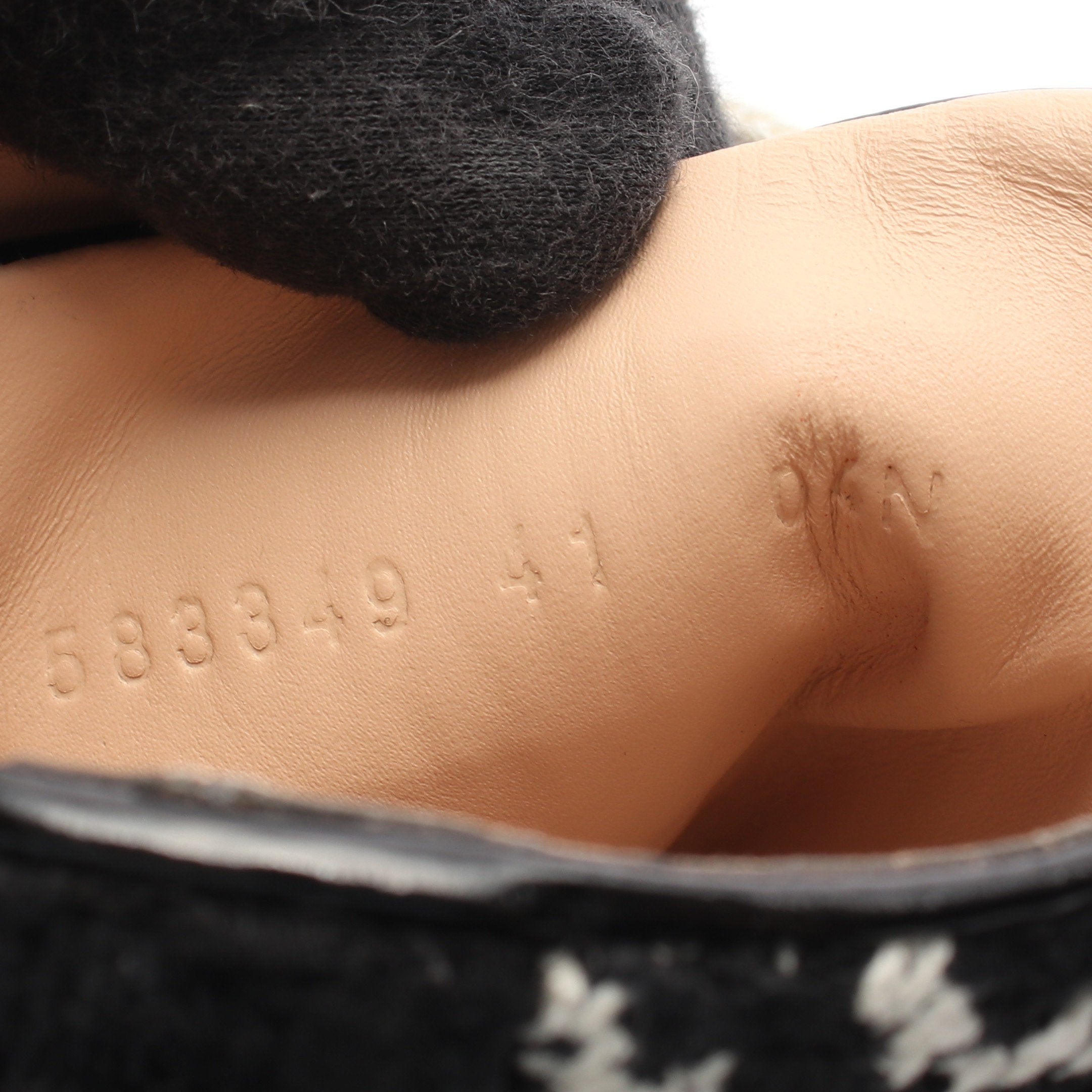 GG柄 シェリーライン レースアップ ブーツ ツイード ブラック ホワイト