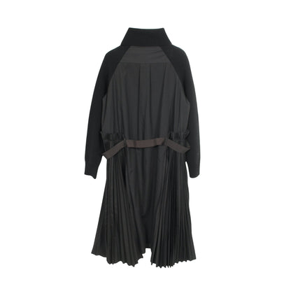 ニット ドッキング ワンピース タートルネック ウール ブラック プリーツ サカイ ワンピース sacai