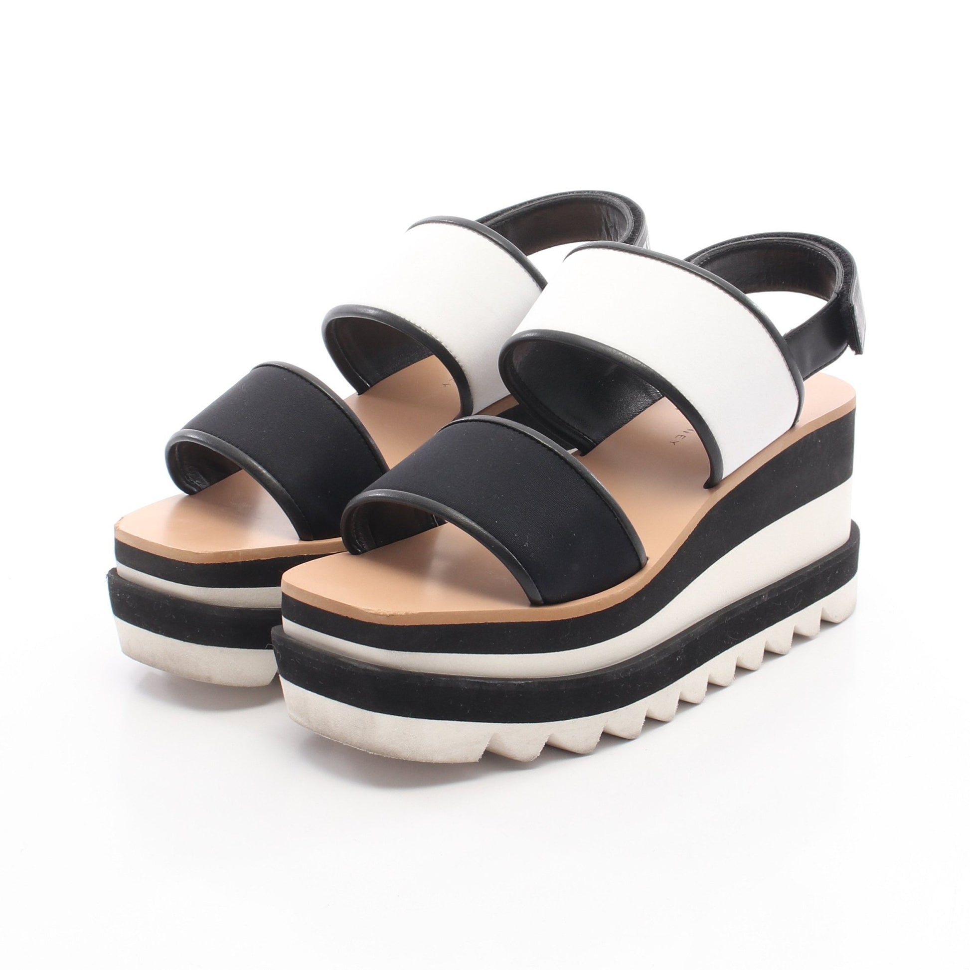 プラットフォーム サンダル ファブリック フェイクレザー ブラック ホワイト ステラマッカートニー シューズ Stella McCartney