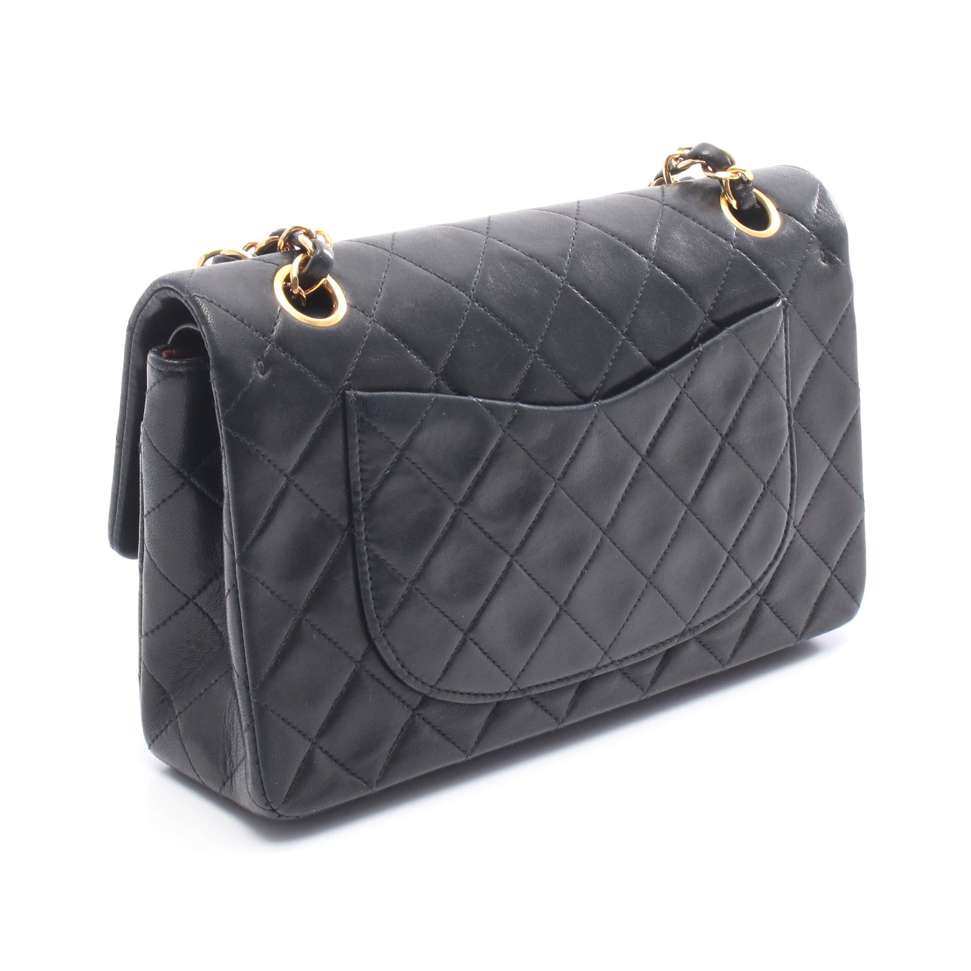 マトラッセ Wフラップ Wチェーンショルダーバッグ ラムスキン ブラック ゴールド金具 シャネル バッグ CHANEL