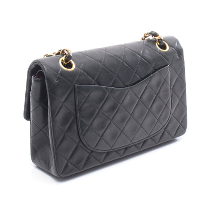 マトラッセ Wフラップ Wチェーンショルダーバッグ ラムスキン ブラック ゴールド金具 シャネル バッグ CHANEL