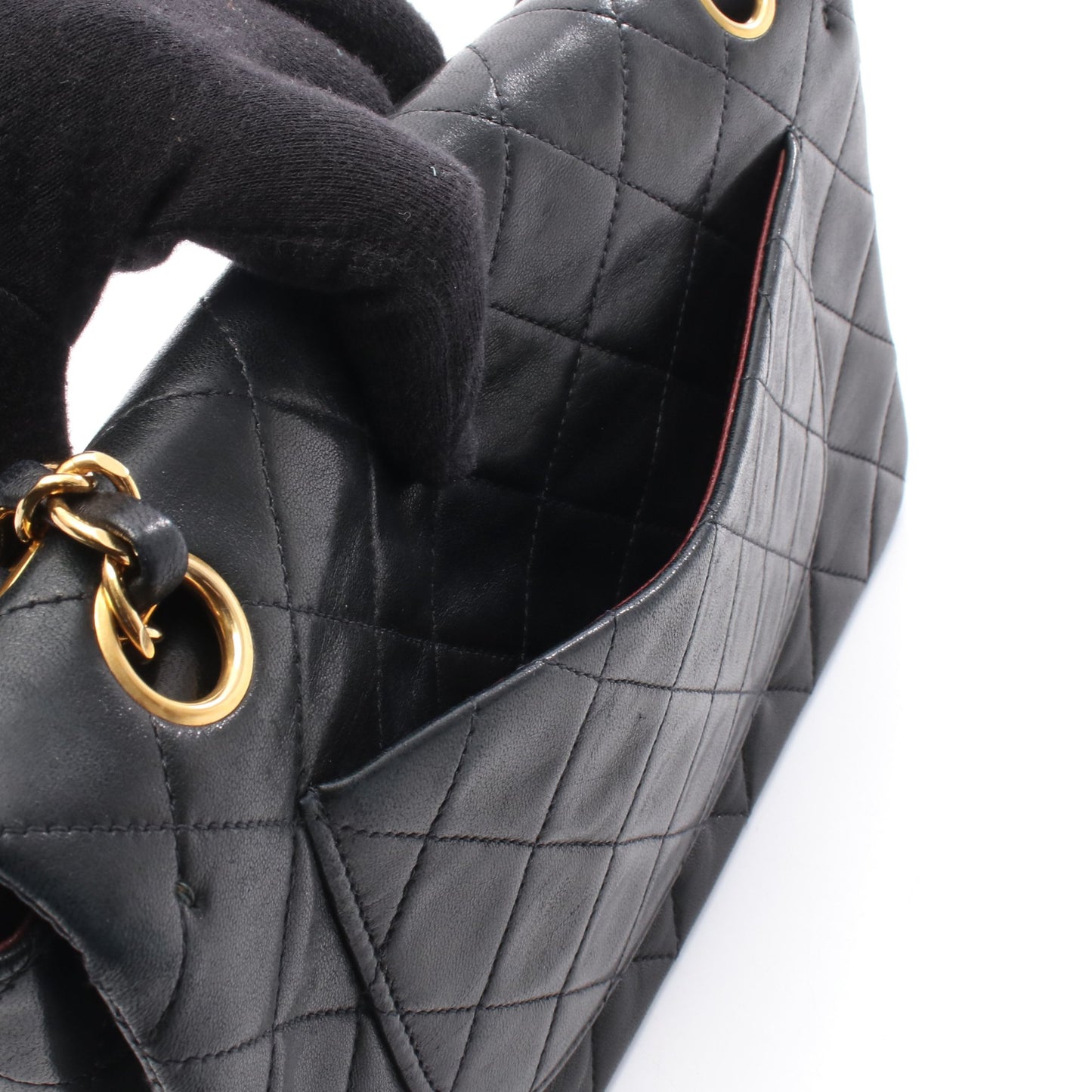 マトラッセ Wフラップ Wチェーンショルダーバッグ ラムスキン ブラック ゴールド金具 シャネル バッグ CHANEL