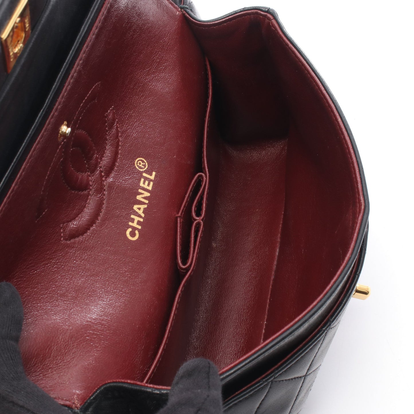 マトラッセ Wフラップ Wチェーンショルダーバッグ ラムスキン ブラック ゴールド金具 シャネル バッグ CHANEL