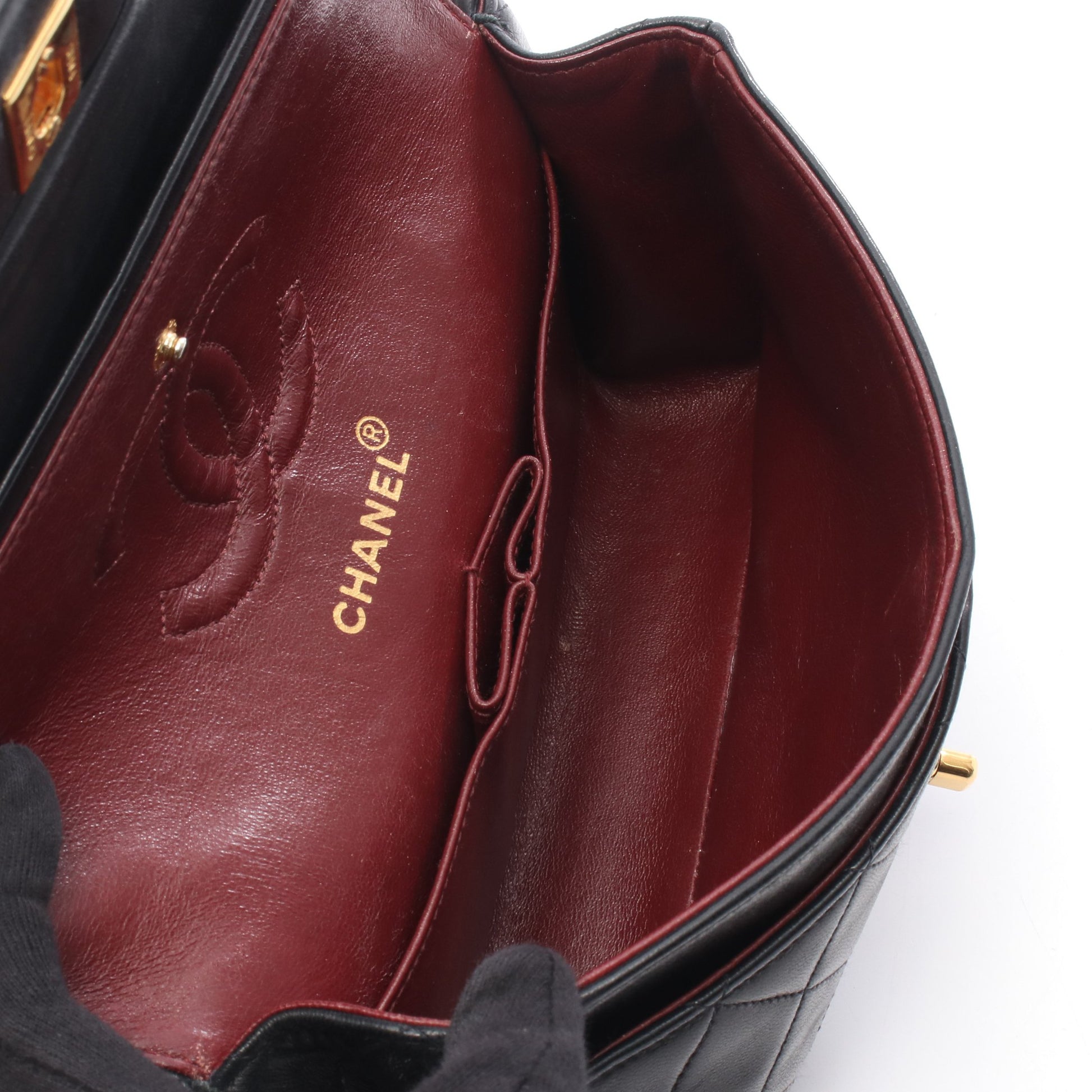 マトラッセ Wフラップ Wチェーンショルダーバッグ ラムスキン ブラック ゴールド金具 シャネル バッグ CHANEL