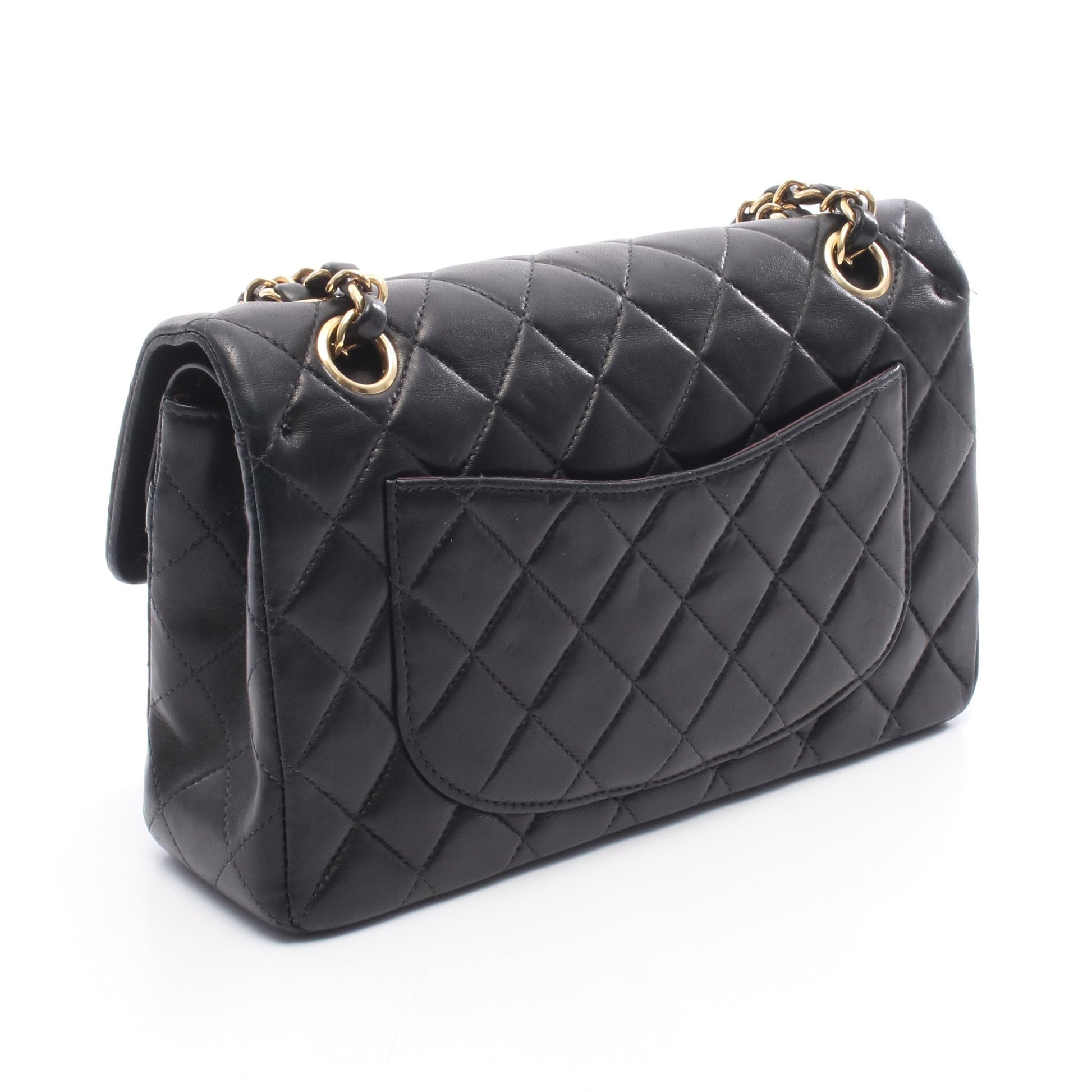 マトラッセ Wフラップ Wチェーンショルダーバッグ ラムスキン ブラック ゴールド金具 シャネル バッグ CHANEL