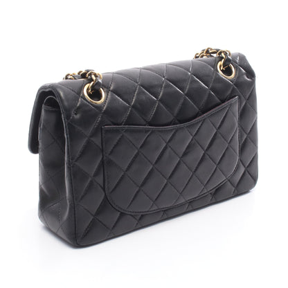 マトラッセ Wフラップ Wチェーンショルダーバッグ ラムスキン ブラック ゴールド金具 シャネル バッグ CHANEL