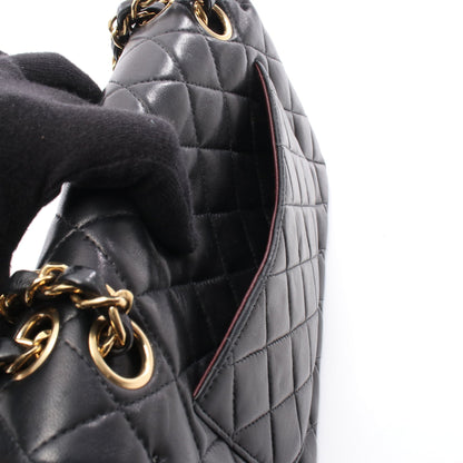 マトラッセ Wフラップ Wチェーンショルダーバッグ ラムスキン ブラック ゴールド金具 シャネル バッグ CHANEL