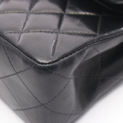 マトラッセ Wフラップ Wチェーンショルダーバッグ ラムスキン ブラック ゴールド金具 シャネル バッグ CHANEL