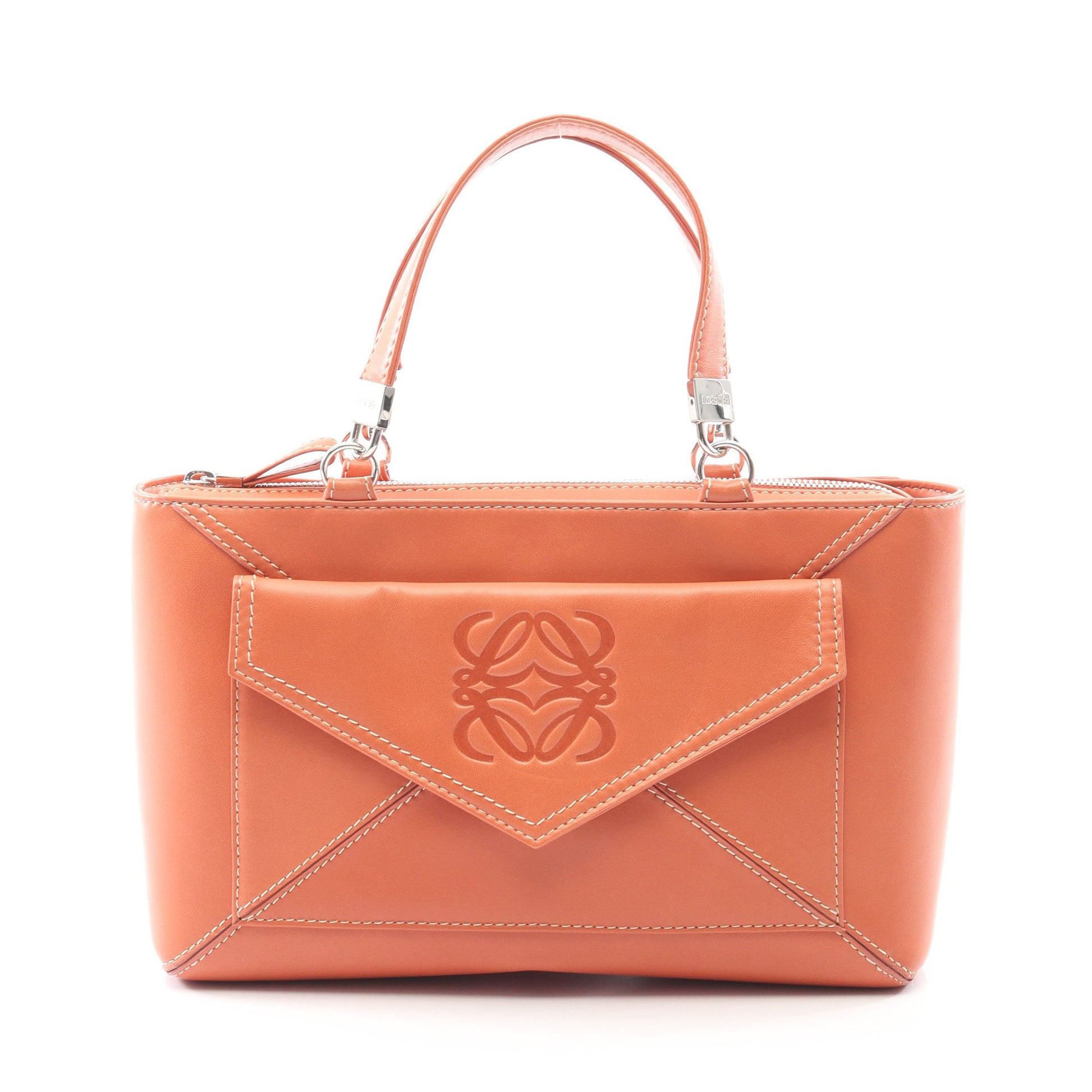 アナグラム ハンドバッグ レザー オレンジブラウン ロエベ バッグ LOEWE
