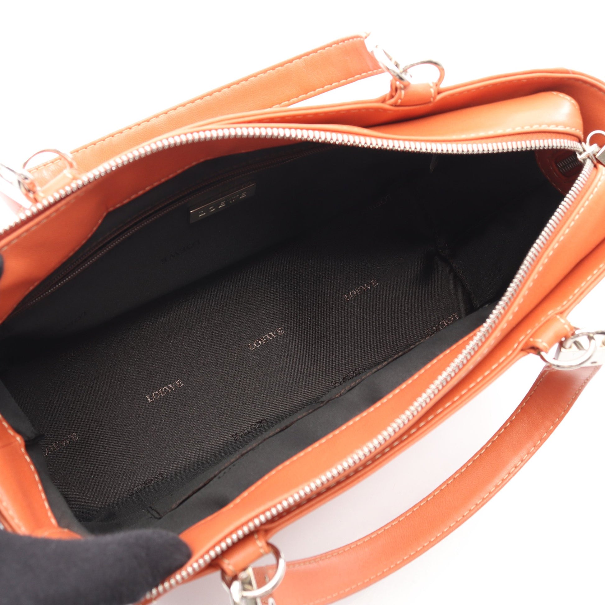 アナグラム ハンドバッグ レザー オレンジブラウン ロエベ バッグ LOEWE