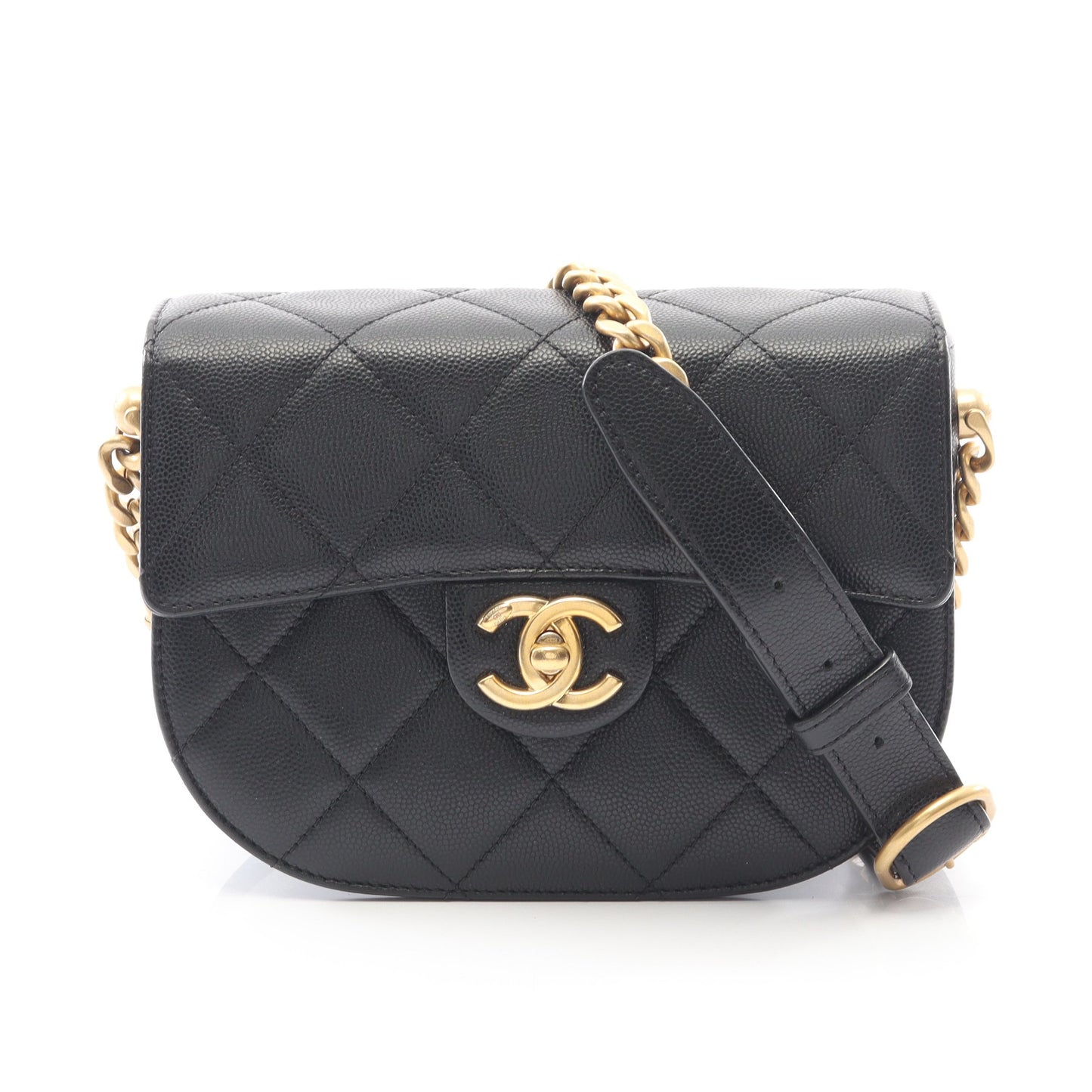 マトラッセ チェーンショルダーバッグ キャビアスキン ブラック ゴールド金具 シャネル バッグ CHANEL