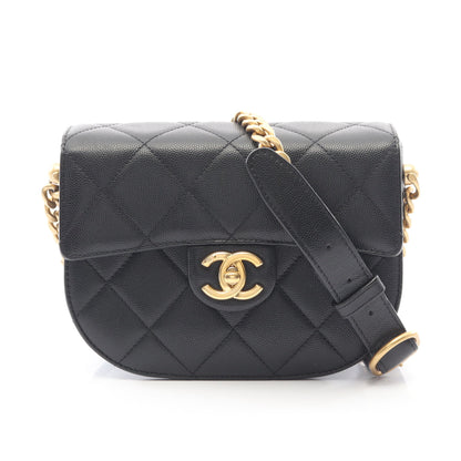マトラッセ チェーンショルダーバッグ キャビアスキン ブラック ゴールド金具 シャネル バッグ CHANEL