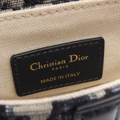 サドルバッグ ミニ オブリークジャカード ハンドバッグ キャンバス レザー アイボリー ネイビー クリスチャンディオール バッグ Christian Dior