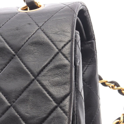 マトラッセ Wフラップ Wチェーンショルダーバッグ ラムスキン ブラック ゴールド金具 シャネル バッグ CHANEL