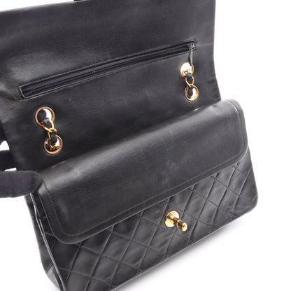 マトラッセ Wフラップ Wチェーンショルダーバッグ ラムスキン ブラック ゴールド金具 シャネル バッグ CHANEL