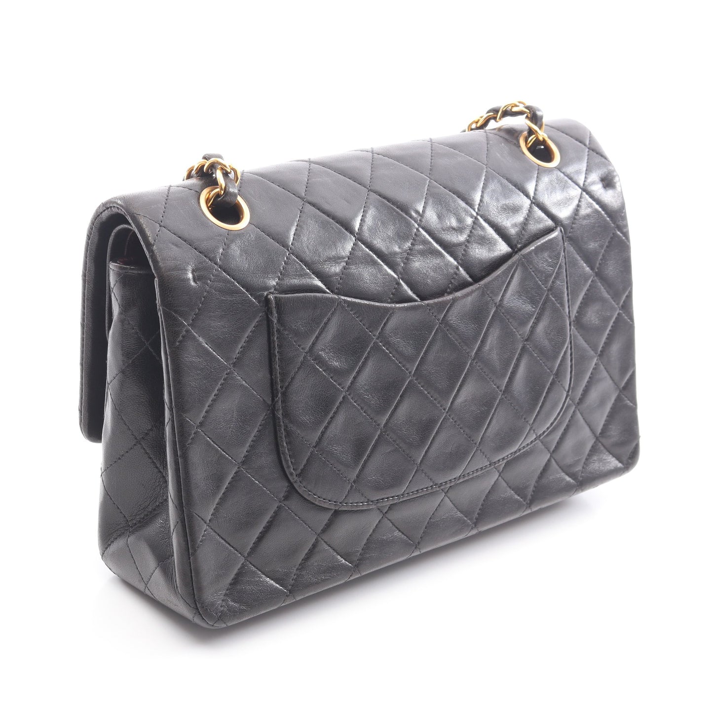 マトラッセ Wフラップ Wチェーンショルダーバッグ ラムスキン ブラック ゴールド金具 シャネル バッグ CHANEL