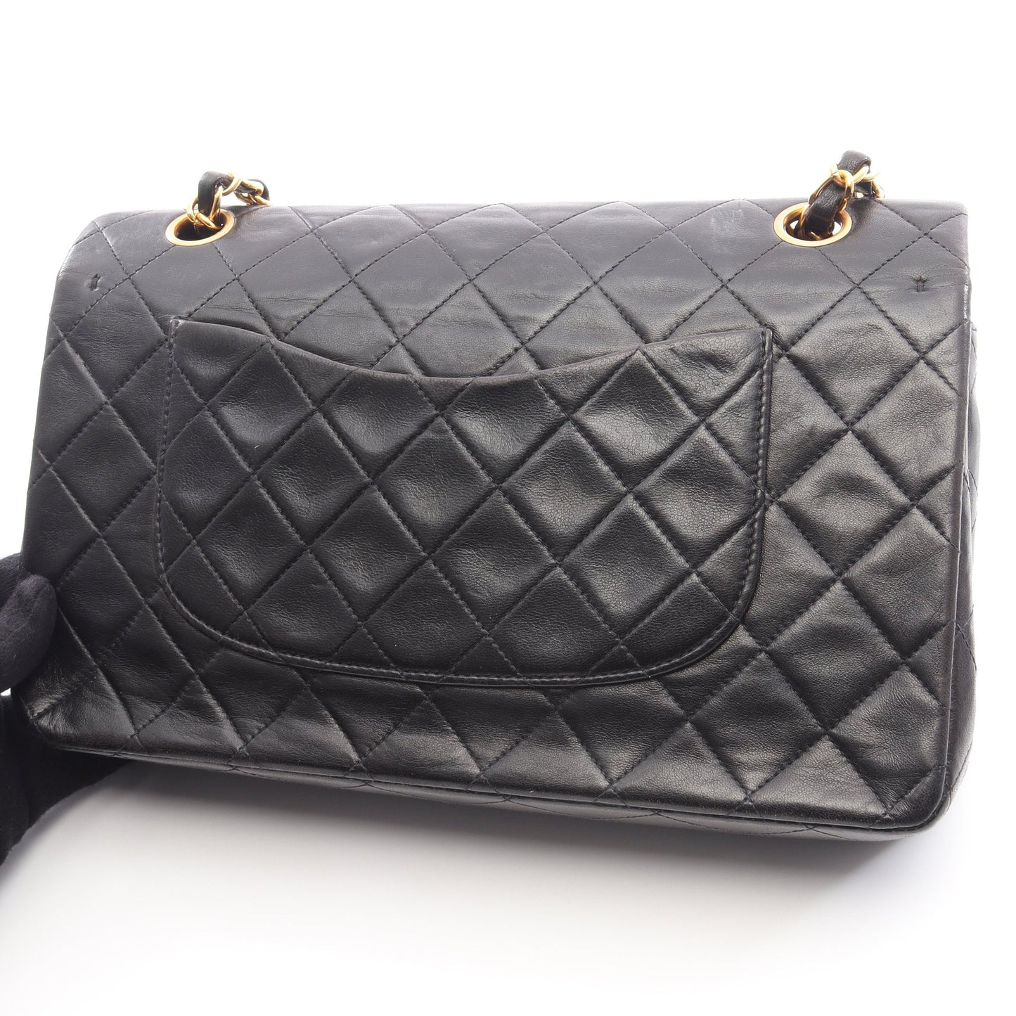 マトラッセ Wフラップ Wチェーンショルダーバッグ ラムスキン ブラック ゴールド金具 シャネル バッグ CHANEL