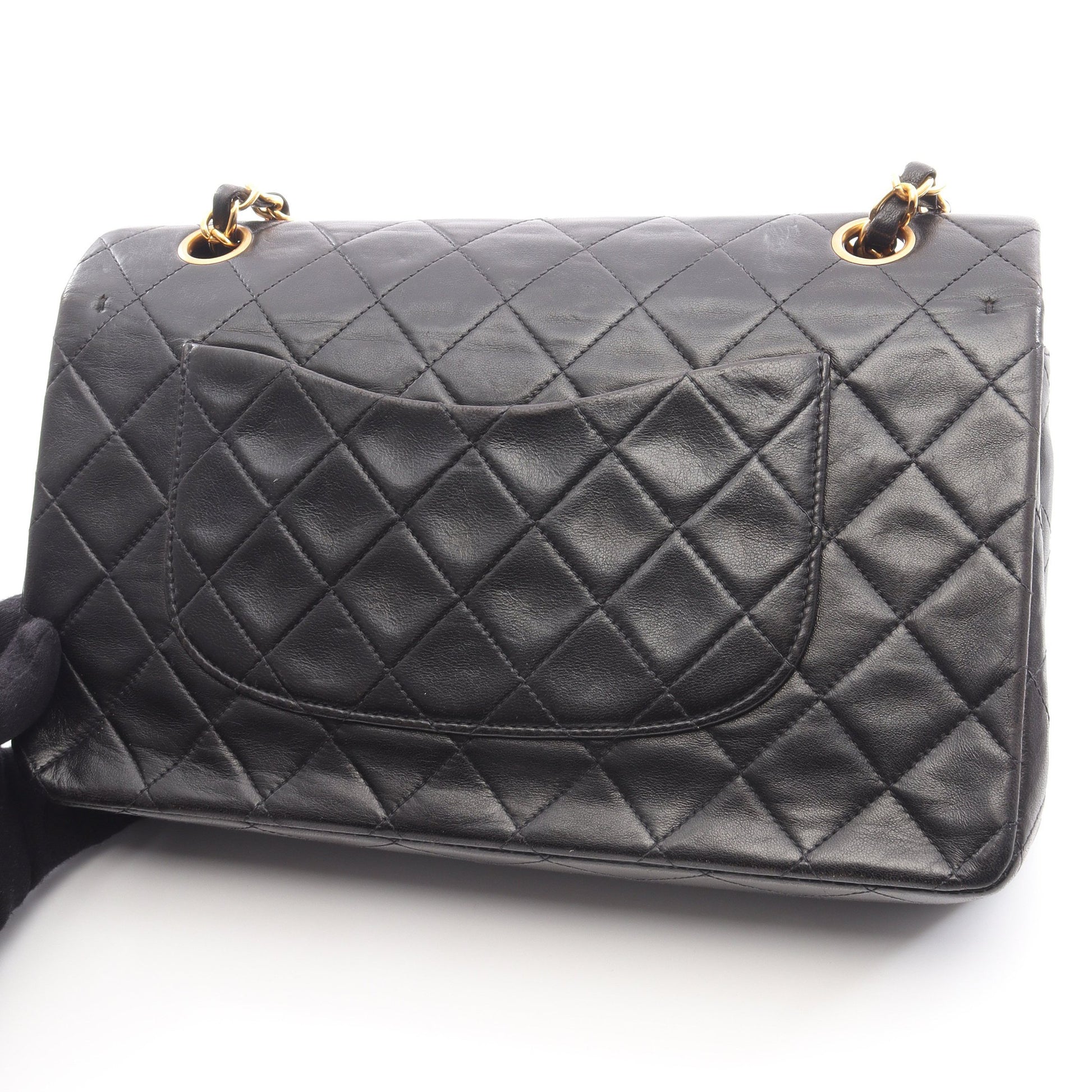 マトラッセ Wフラップ Wチェーンショルダーバッグ ラムスキン ブラック ゴールド金具 シャネル バッグ CHANEL