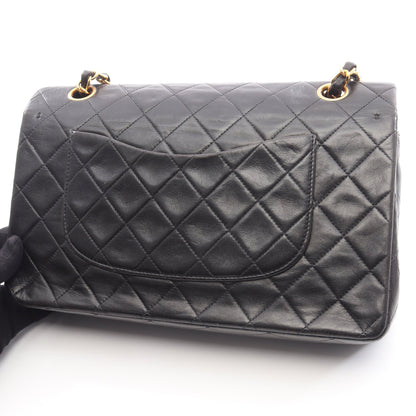 マトラッセ Wフラップ Wチェーンショルダーバッグ ラムスキン ブラック ゴールド金具 シャネル バッグ CHANEL