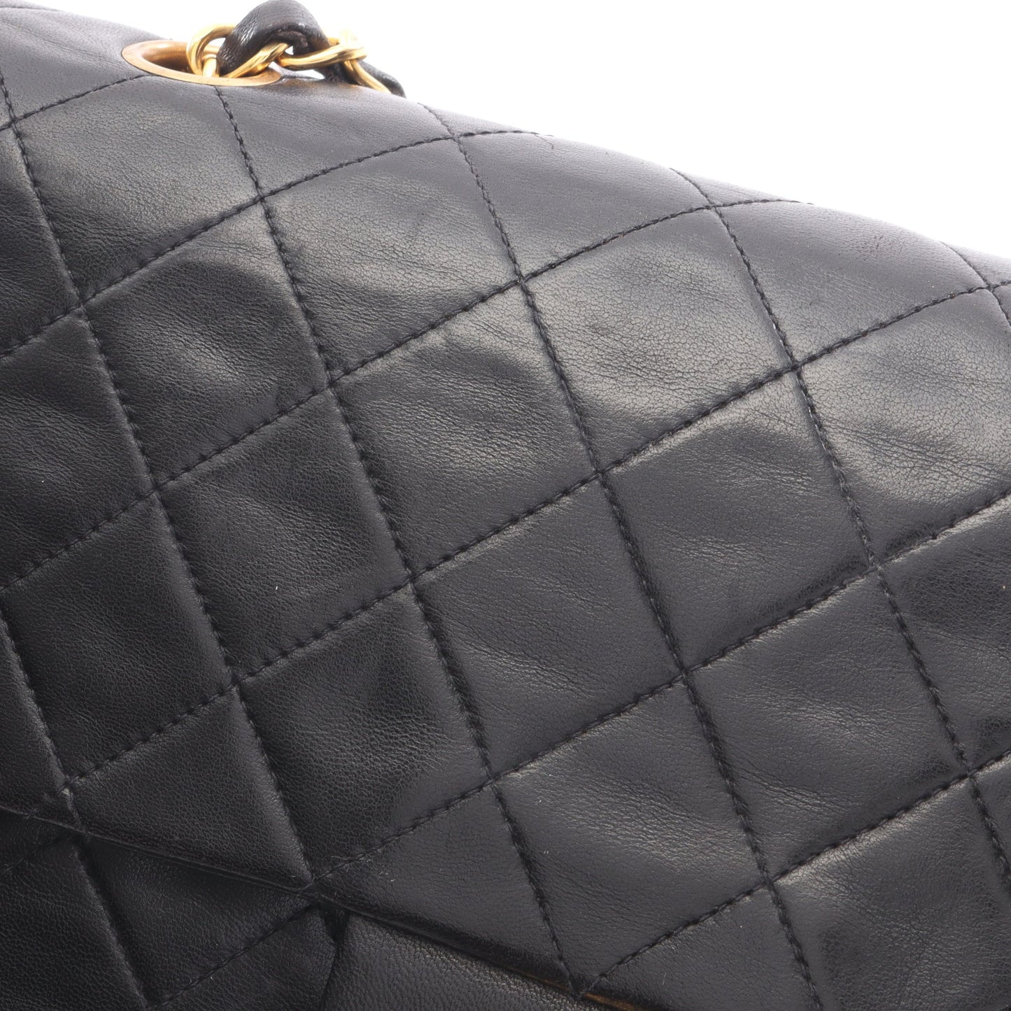 マトラッセ Wフラップ Wチェーンショルダーバッグ ラムスキン ブラック ゴールド金具 シャネル バッグ CHANEL