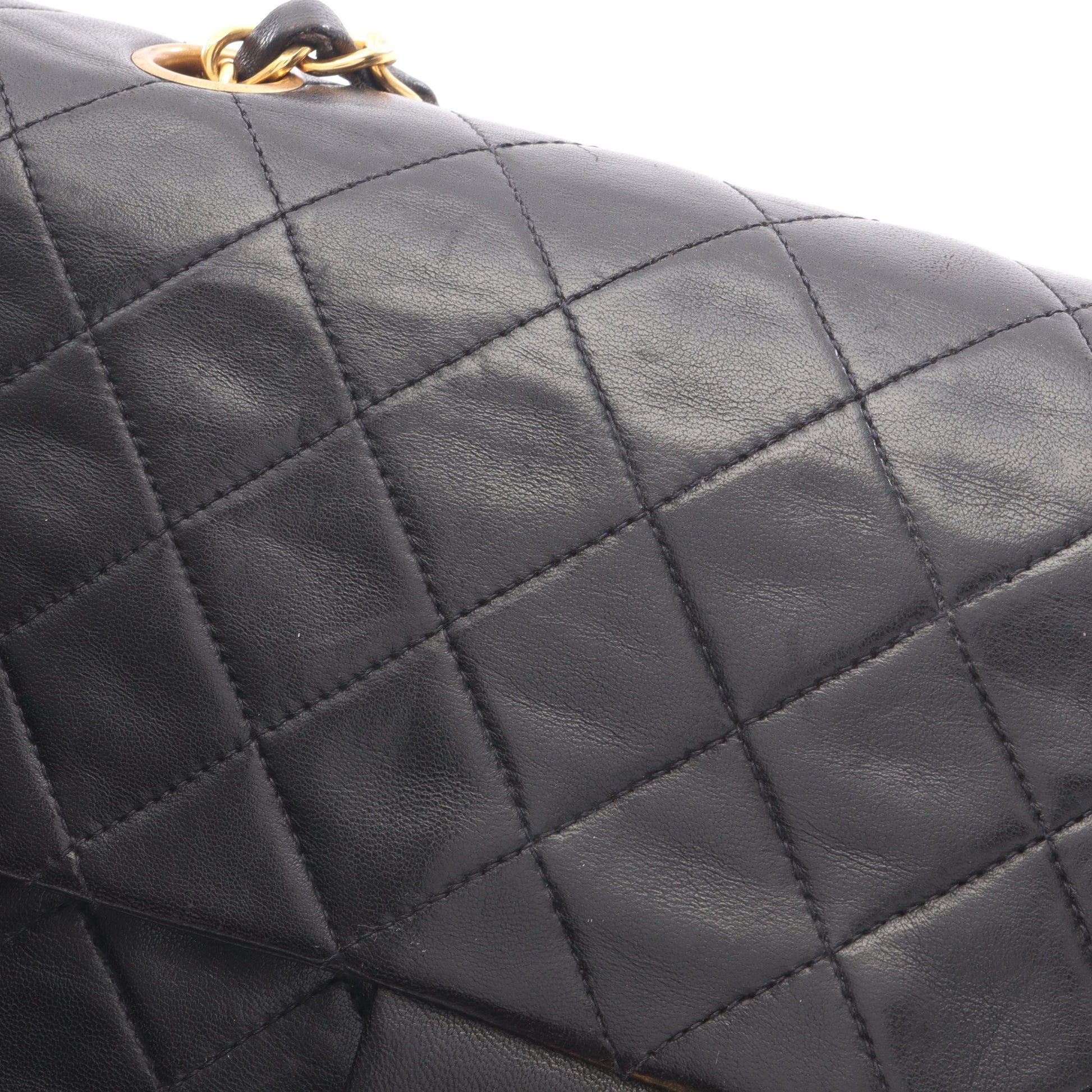 マトラッセ Wフラップ Wチェーンショルダーバッグ ラムスキン ブラック ゴールド金具 シャネル バッグ CHANEL