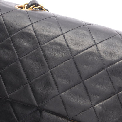 マトラッセ Wフラップ Wチェーンショルダーバッグ ラムスキン ブラック ゴールド金具 シャネル バッグ CHANEL