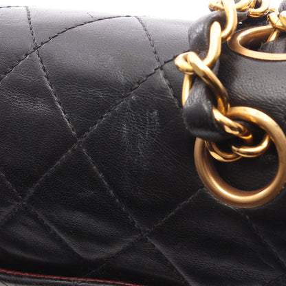 マトラッセ Wフラップ Wチェーンショルダーバッグ ラムスキン ブラック ゴールド金具 シャネル バッグ CHANEL
