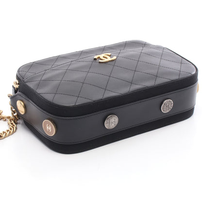 マトラッセ カメラバッグ チェーンショルダーバッグ レザー ブラック ゴールド金具 シャネル バッグ CHANEL
