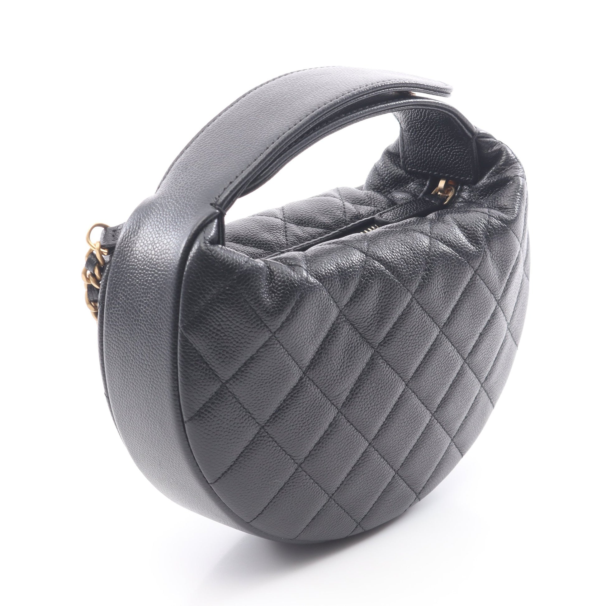 マトラッセ ハンドバッグ キャビアスキン ブラック ゴールド金具 シャネル バッグ CHANEL