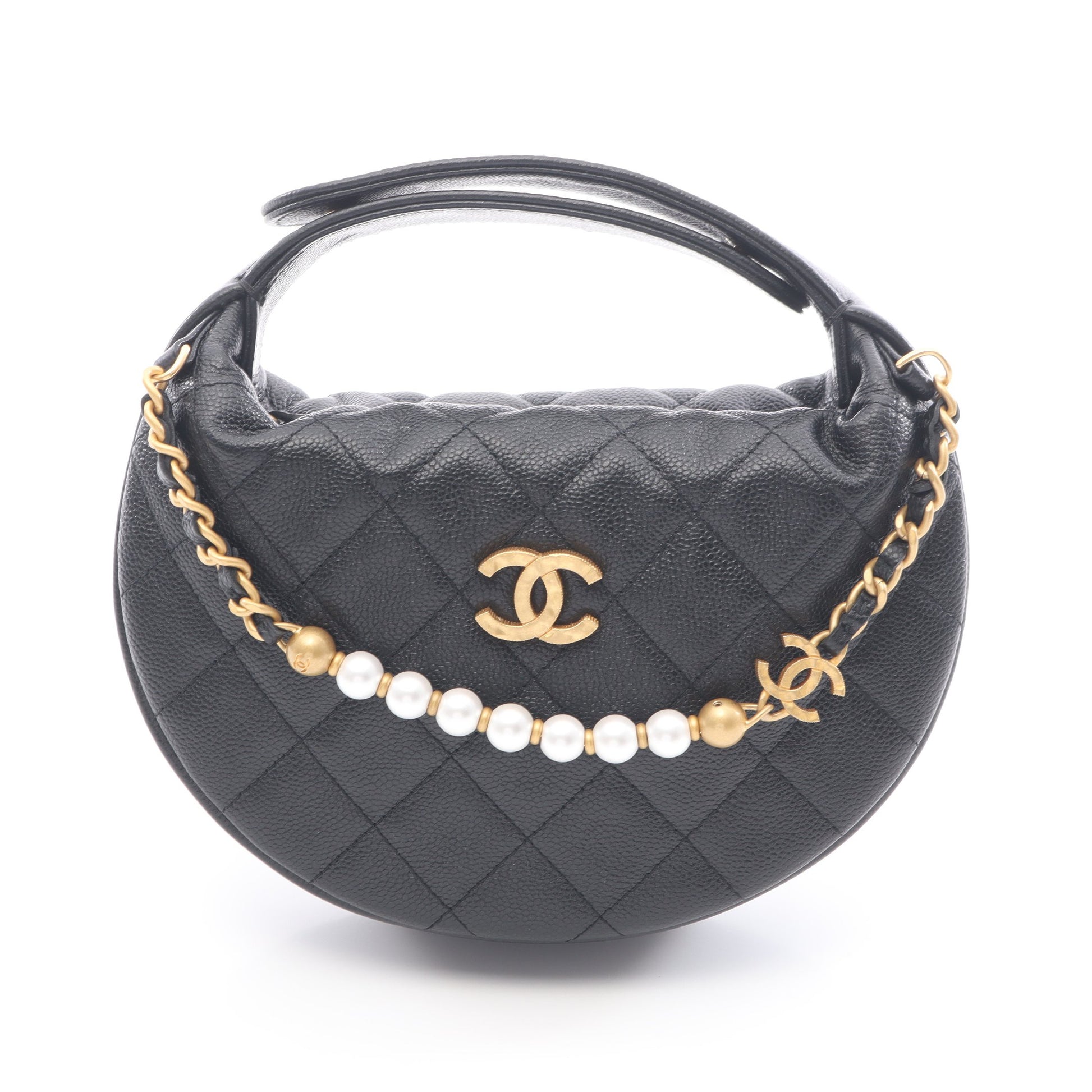 マトラッセ ハンドバッグ キャビアスキン ブラック ゴールド金具 シャネル バッグ CHANEL