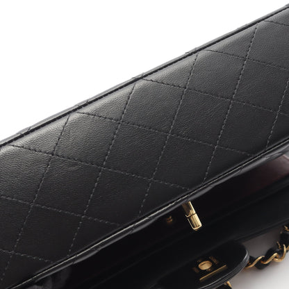 マトラッセ Wフラップ Wチェーンショルダーバッグ ラムスキン ブラック ゴールド金具 シャネル バッグ CHANEL