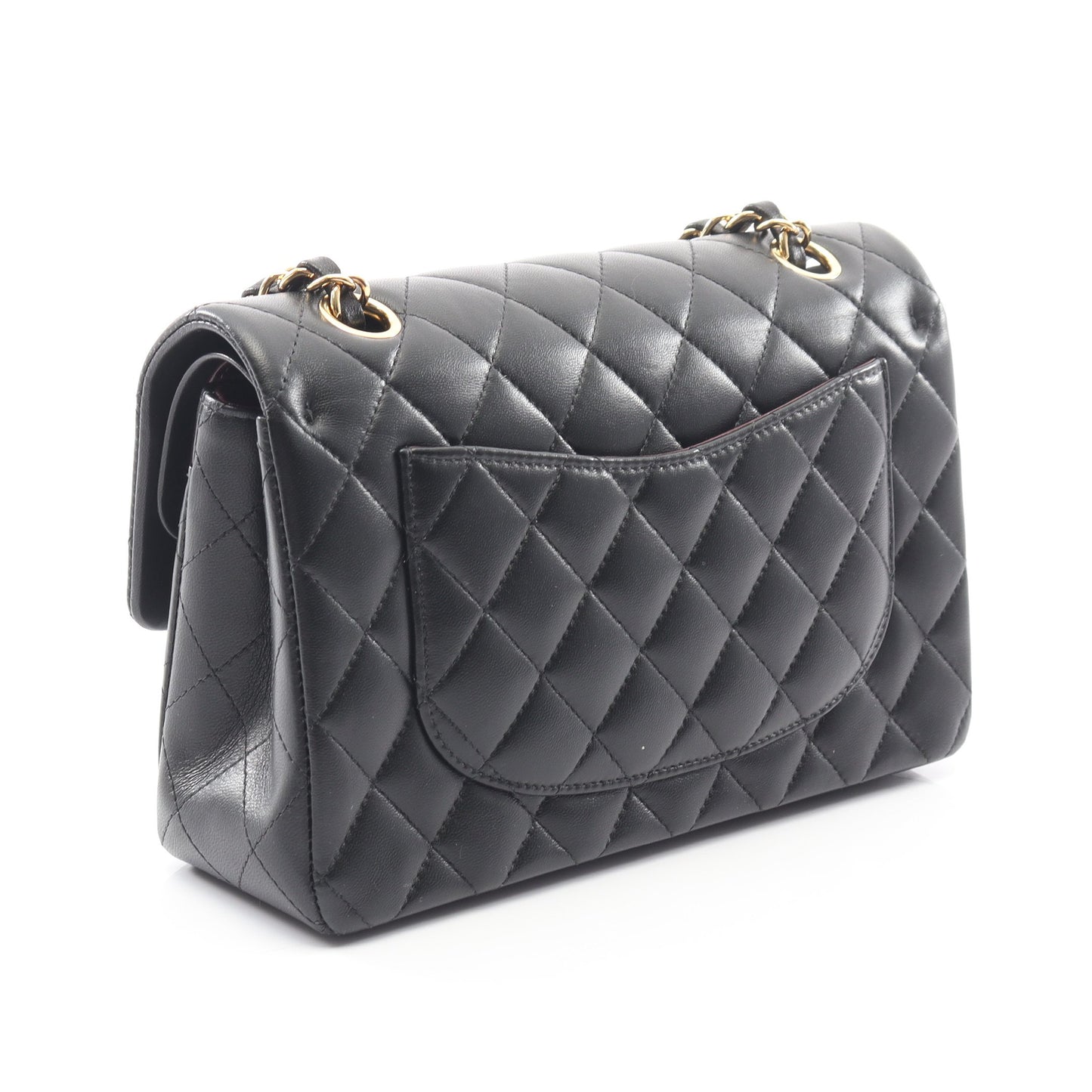 マトラッセ Wフラップ Wチェーンショルダーバッグ ラムスキン ブラック ゴールド金具 シャネル バッグ CHANEL