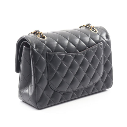 マトラッセ Wフラップ Wチェーンショルダーバッグ ラムスキン ブラック ゴールド金具 シャネル バッグ CHANEL