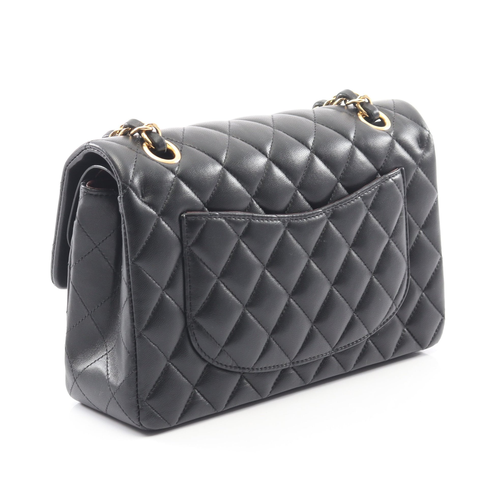マトラッセ Wフラップ Wチェーンショルダーバッグ ラムスキン ブラック ゴールド金具 シャネル バッグ CHANEL