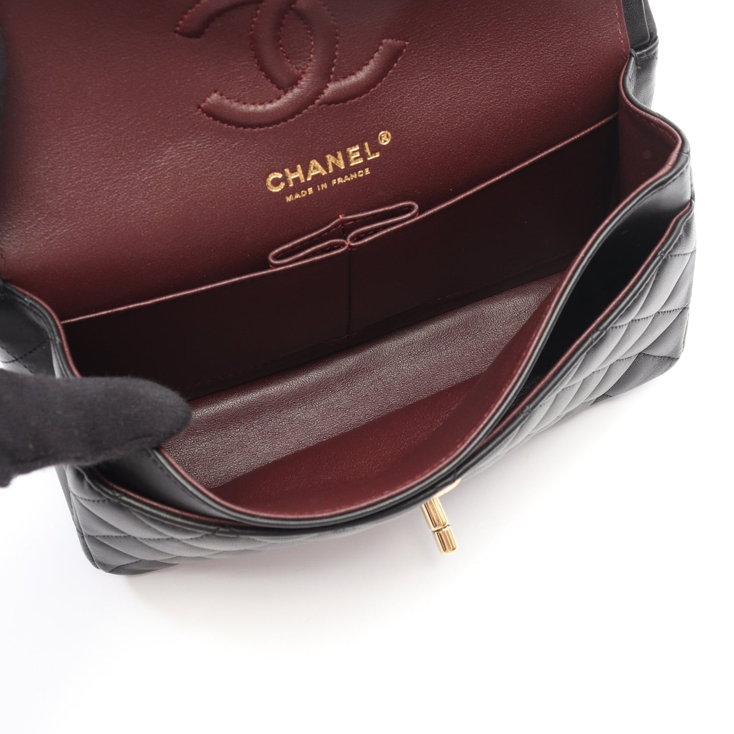 マトラッセ Wフラップ Wチェーンショルダーバッグ ラムスキン ブラック ゴールド金具 シャネル バッグ CHANEL
