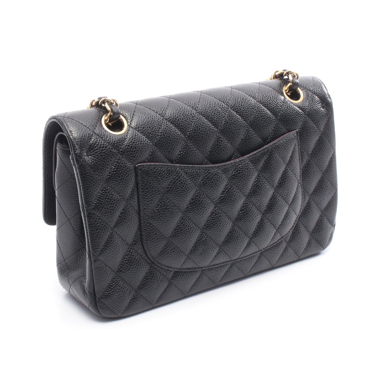 マトラッセ Wフラップ Wチェーンショルダーバッグ キャビアスキン ブラック ゴールド金具 シャネル バッグ CHANEL