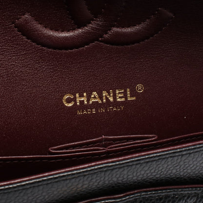 マトラッセ Wフラップ Wチェーンショルダーバッグ キャビアスキン ブラック ゴールド金具 シャネル バッグ CHANEL
