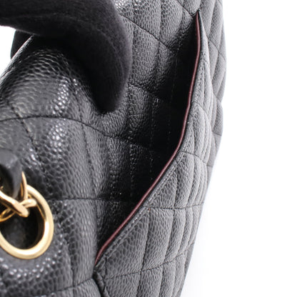 マトラッセ Wフラップ Wチェーンショルダーバッグ キャビアスキン ブラック ゴールド金具 シャネル バッグ CHANEL