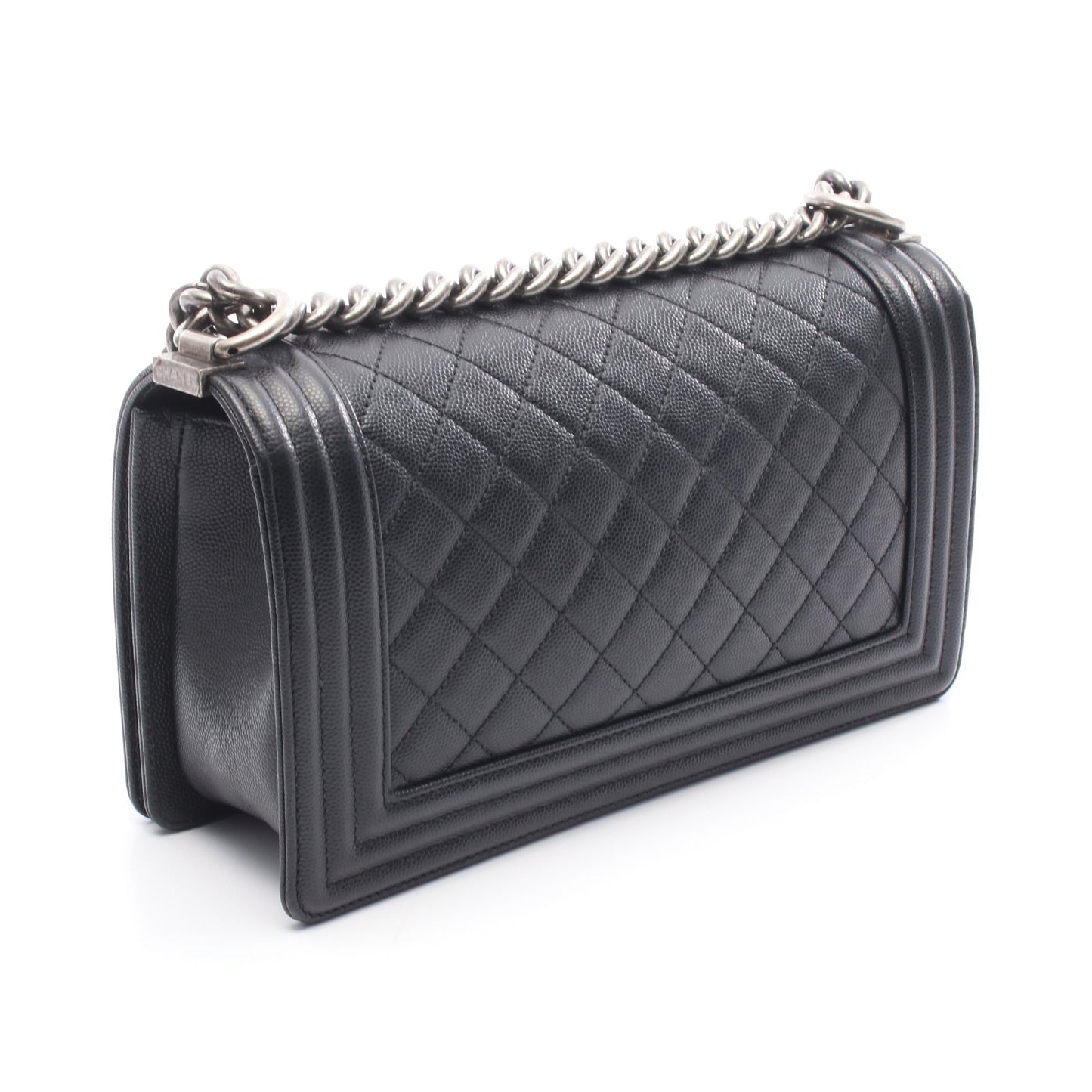 ボーイシャネル チェーンショルダーバッグ キャビアスキン ブラック シルバー金具 シャネル バッグ CHANEL