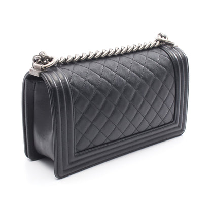 ボーイシャネル チェーンショルダーバッグ キャビアスキン ブラック シルバー金具 シャネル バッグ CHANEL