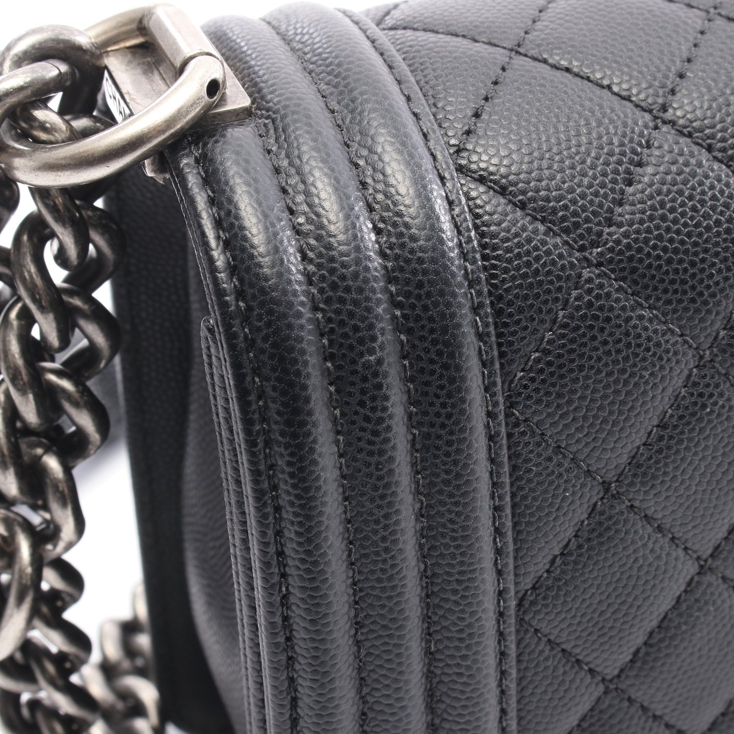 ボーイシャネル チェーンショルダーバッグ キャビアスキン ブラック シルバー金具 シャネル バッグ CHANEL