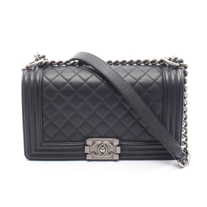 ボーイシャネル チェーンショルダーバッグ キャビアスキン ブラック シルバー金具 シャネル バッグ CHANEL