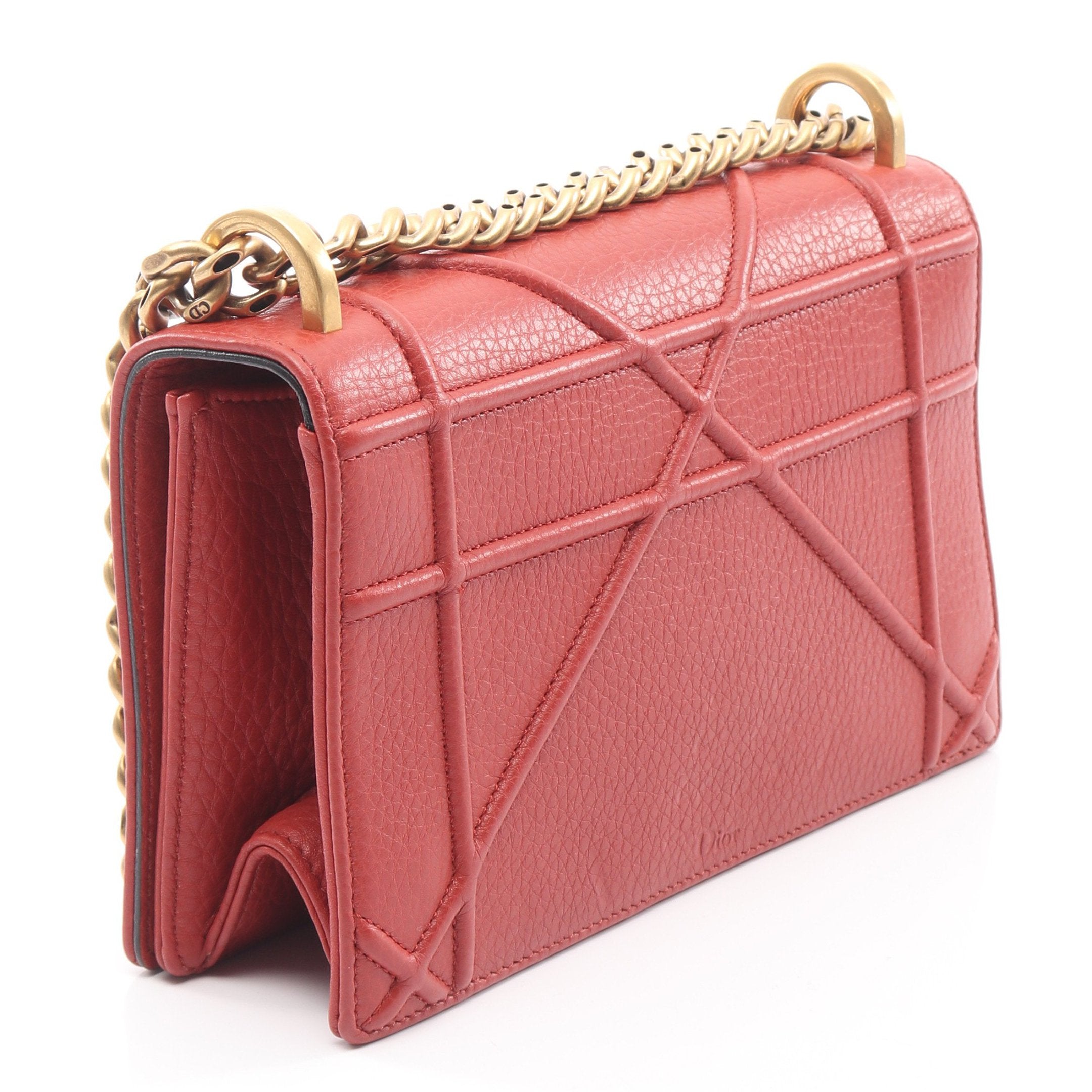 DIORAMA ディオラマ チェーンショルダーバッグ レザー レッドブラウン